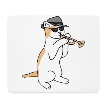 Trumpet Player Cat Jazz - Mousepad (Querformat) - Weiß - Vorne