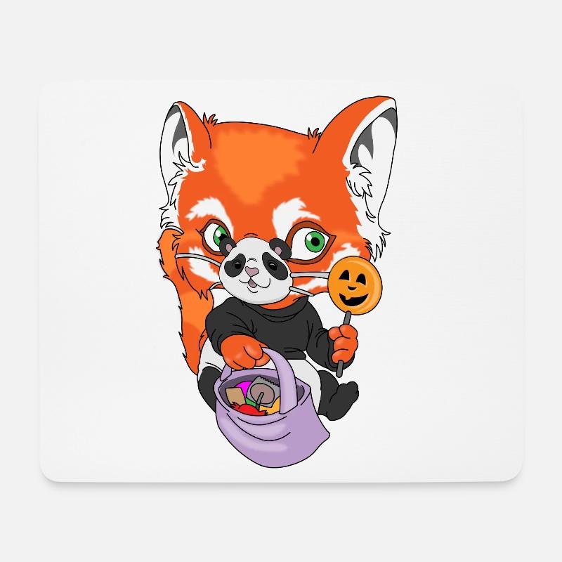 Halloween Fuchs mit Panda Maske und Panda Kostüm - Mousepad (Querformat) - Weiß