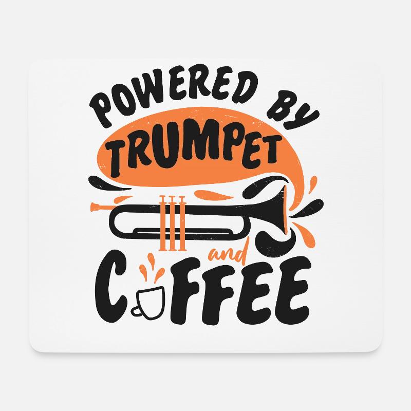 Trumpet Player Coffee Powered By - Mousepad (Querformat) - Weiß