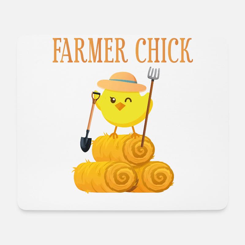 Farming Farmer Girl Chicken Farmer - Mousepad (Querformat) - Weiß