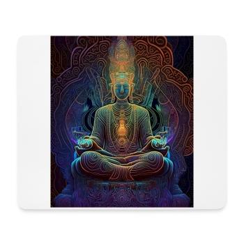 Méditation Psychédélique Colorée du Bouddha - Tapis de souris (format paysage) - blanc - Devant