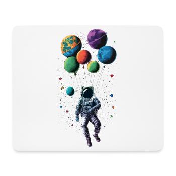Astronaute volant dans l’espace sur des ballons - Tapis de souris (format paysage) - blanc - Devant