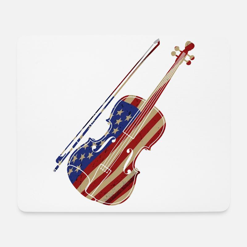 Violin Violinist Usa American Flag - Mousepad (Querformat) - Weiß