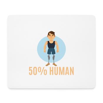 50 % Roboter 50 % Mensch 100 % Genial - Mousepad (Querformat) - Weiß - Vorne
