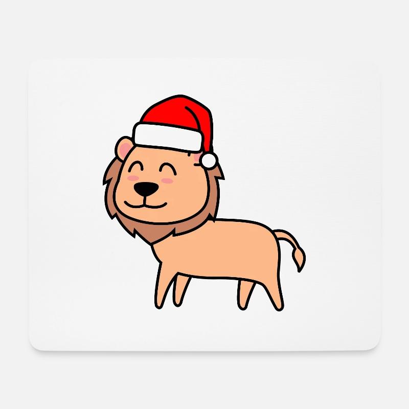Löwe Comic Weihnachten Xmas - Mousepad (Querformat) - Weiß
