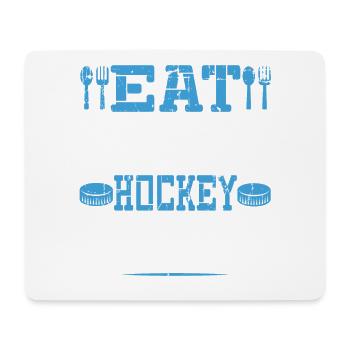 Eat Sleep Hockey Wiederholen Sie lustigen Retro-Jahrgang - Mousepad (Querformat) - Weiß - Vorne
