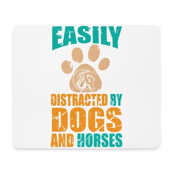 Facilement distrait par les chiens et les chevaux - Tapis de souris (format paysage) - blanc - Devant