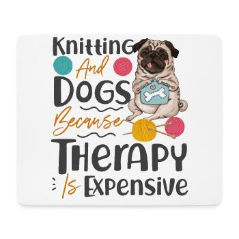 Knitting Wrinkled Dog Pug Knitting - Mouse Pad (horizontal) - white - Front