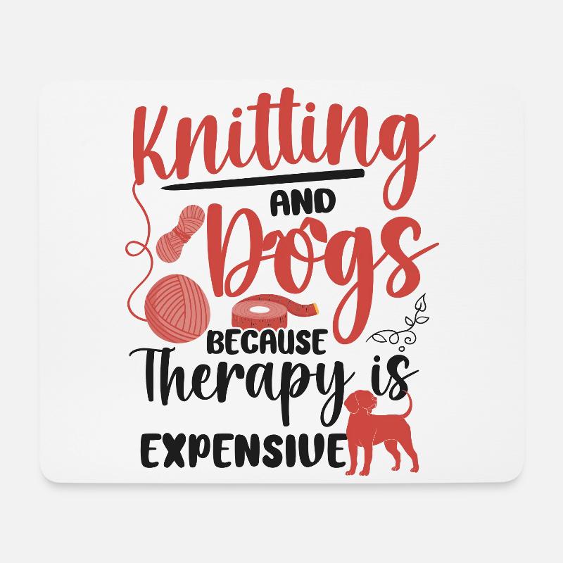 Knitting Knitter Dog Knitting And - Mousepad (Querformat) - Weiß