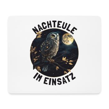 Nachteule im Einsatz Eule Vollmond Nachtdienst - Mousepad (Querformat) - Weiß - Vorne