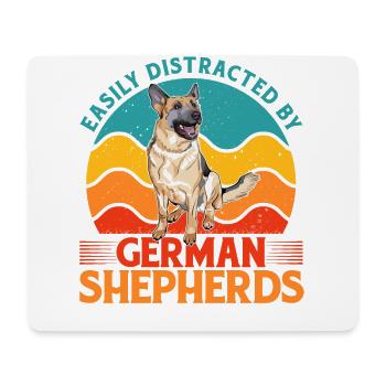 Facilement distrait par les bergers allemands - Tapis de souris (format paysage) - blanc - Devant