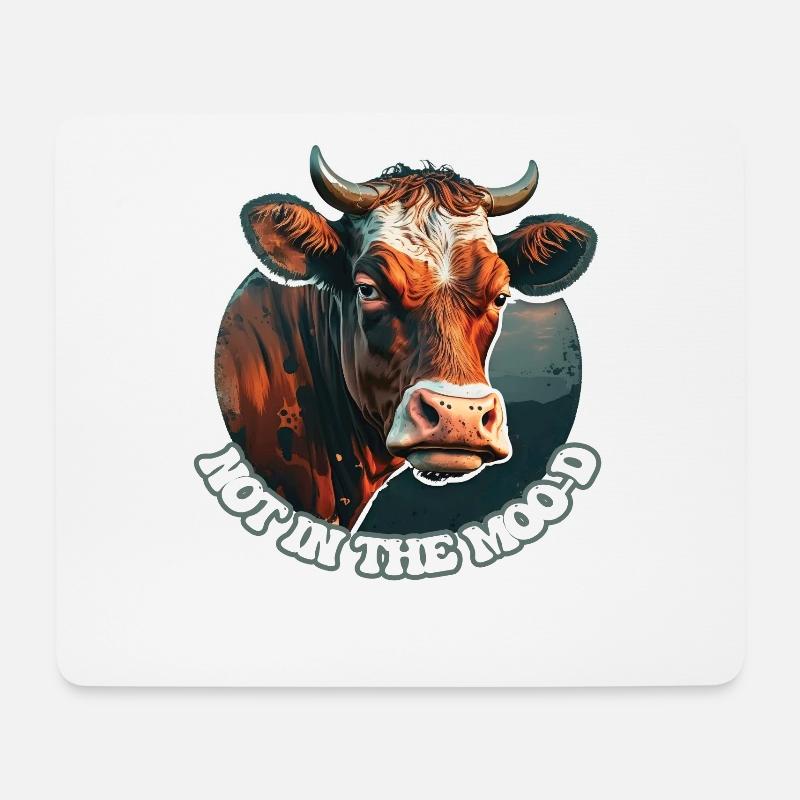 Not In The Mood - Die mürrische Bauernkuh - Mousepad (Querformat) - Weiß