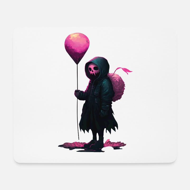 Gruseliges Skelett - Gothic Girl mit rosa Ballon - Mousepad (Querformat) - Weiß