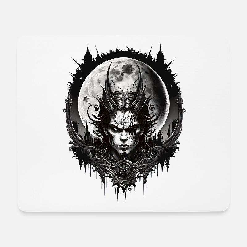 Gothic Dämon Vampir Vollmond Demon Full Moon - Mousepad (Querformat) - Weiß