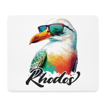 Rhodos Urlaub coole bunte Möwe mit Sonnenbrille - Mousepad (Querformat) - Weiß - Vorne