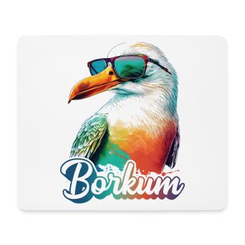 Borkum Urlaub coole bunte Möwe mit Sonnenbrille - Mousepad (Querformat) - Weiß - Vorne