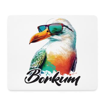 Borkum Urlaub coole bunte Möwe mit Sonnenbrille - Mousepad (Querformat) - Weiß - Vorne