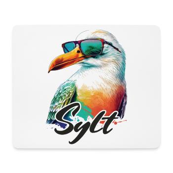 Sylt Urlaub coole bunte Möwe mit Sonnenbrille - Mousepad (Querformat) - Weiß - Vorne