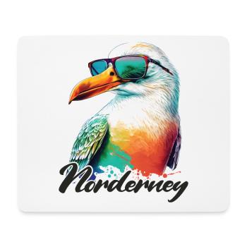 Norderney Urlaub coole bunte Möwe mit Sonnenbrille - Mousepad (Querformat) - Weiß - Vorne