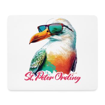 Sankt Peter Ording Urlaub Möwe mit Sonnenbrille - Mousepad (Querformat) - Weiß - Vorne