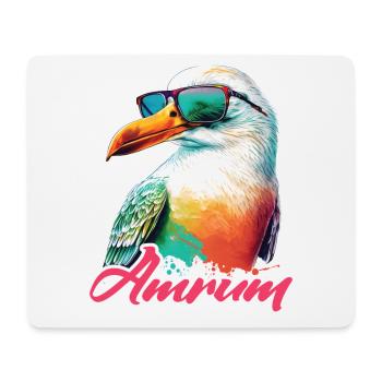 Amrum vacances mouette colorée fraîche avec des lunettes de soleil - Tapis de souris (format paysage) - blanc - Devant
