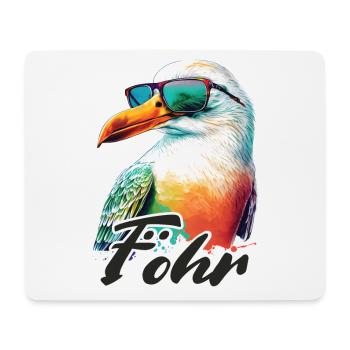 Föhr Urlaub coole bunte Möwe mit Sonnenbrille - Mousepad (Querformat) - Weiß - Vorne