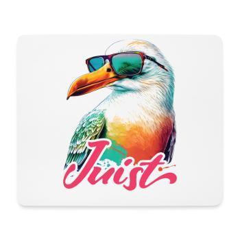 Juist Urlaub coole bunte Möwe mit Sonnenbrille - Mousepad (Querformat) - Weiß - Vorne