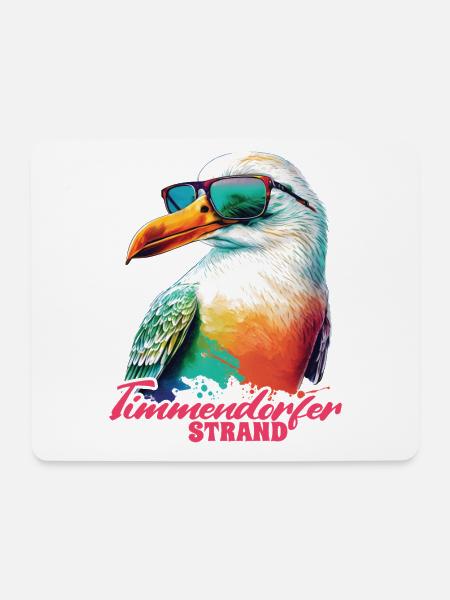 Timmendorfer Strand Urlaub Möwe mit Sonnenbrille - Mousepad (Querformat) - Weiß