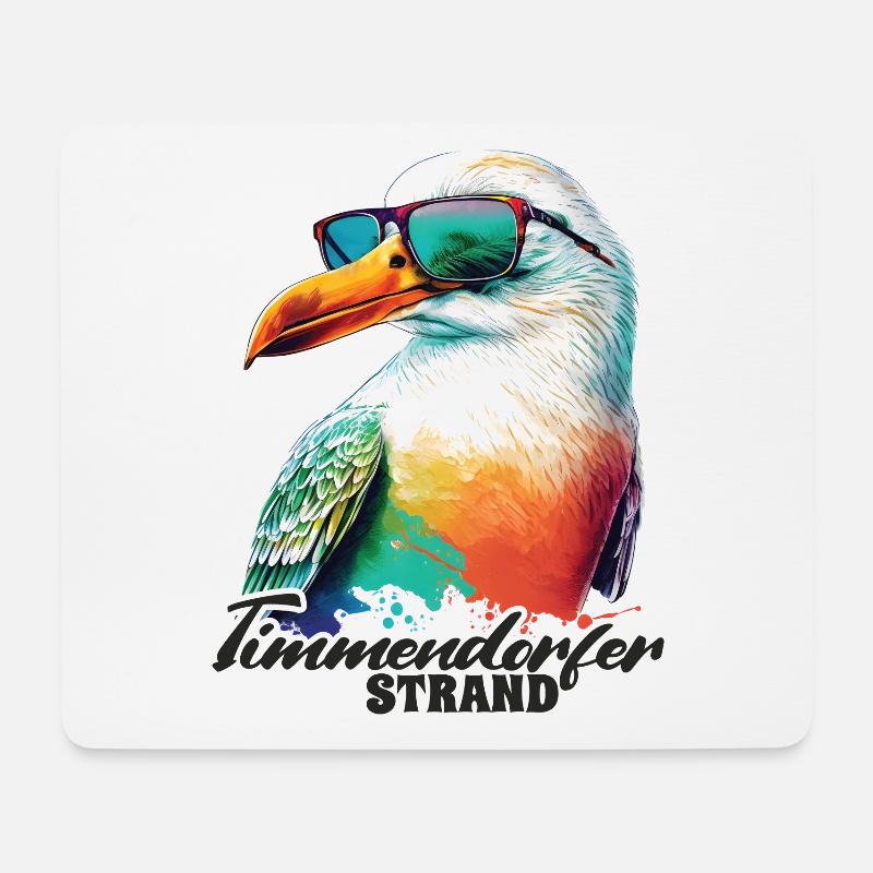 Timmendorfer Strand Urlaub Möwe mit Sonnenbrille - Mousepad (Querformat) - Weiß