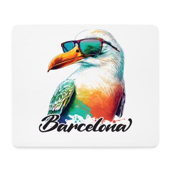 Barcelone Espagne Vacances Mouette avec lunettes de soleil - Tapis de souris (format paysage) - blanc - Devant