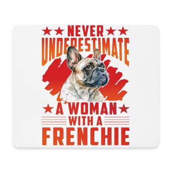 Ne sous-estimez jamais une femme avec un bouledogue français - Tapis de souris (format paysage) - blanc - Devant