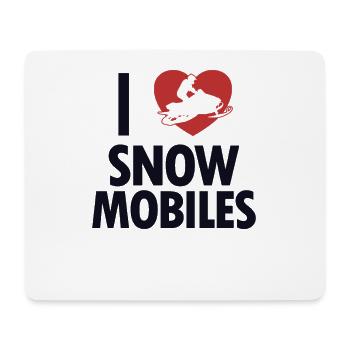 I love Snowmobiles Schneemotorrad Snowmobile - Mousepad (Querformat) - Weiß - Vorne