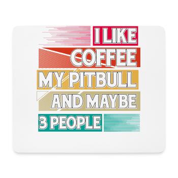 J’aime le café mon Pitbull et peut-être 3 personnes - Tapis de souris (format paysage) - blanc - Devant