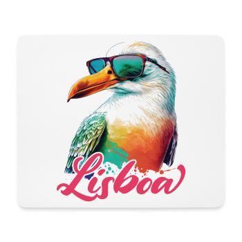 Lisboa Portugal holiday seagull with sunglasses - Mouse Pad (horizontal) - white - Front