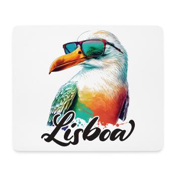 Lisboa Portugal holiday seagull with sunglasses - Mouse Pad (horizontal) - white - Front