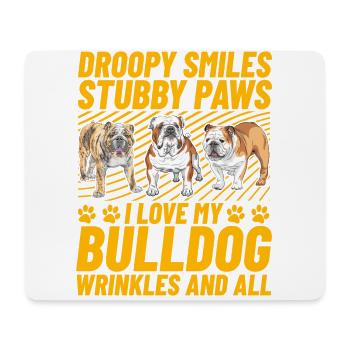 Droopy Sourit Pattes trapues J’aime mon bouledogue - Tapis de souris (format paysage) - blanc - Devant