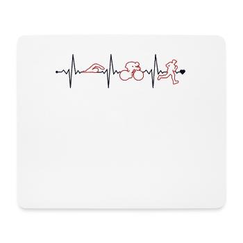 Triathlon Heartbeat Triathlonrad Triathlet Profi - Mousepad (Querformat) - Weiß - Vorne