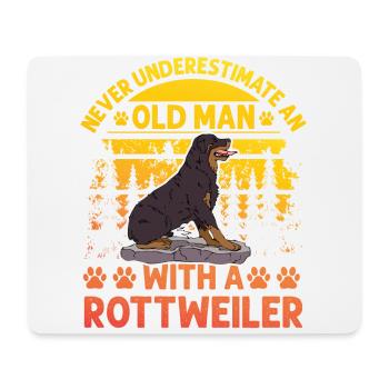 Never underestimate an old man with a Rottweiler - Mouse Pad (horizontal) - white - Front