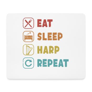Eat Sleep Harp Repeat Konzertharfe Harfenmusik - Mousepad (Querformat) - Weiß - Vorne
