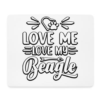 Aime-moi aime mon beagle - Tapis de souris (format paysage) - blanc - Devant