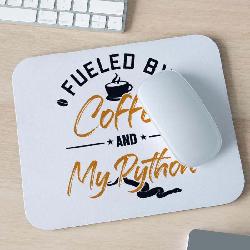 Fueled by Coffee and my Python Python Banana Ball Mousepad (Querformat)
