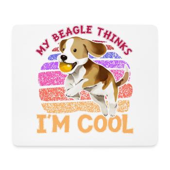 My Beagle thinks I'm cool - Mouse Pad (horizontal) - white - Front