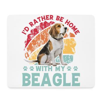 Je préfère être à la maison avec mon Beagle - Tapis de souris (format paysage) - blanc - Devant