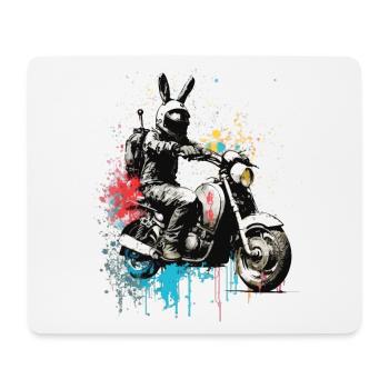 Graffiti Hase auf Motorroller Motorrad - Mousepad (Querformat) - Weiß - Vorne
