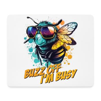 Hummel mit Sonnenbrille Buzz Off I'm Busy - Mousepad (Querformat) - Weiß - Vorne