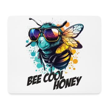 Graffiti Hummel mit Sonnenbrille Bee Cool Honey - Mousepad (Querformat) - Weiß - Vorne