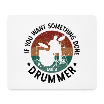 Schlagzeug Spieler Drummer - Mousepad (Querformat) - Weiß - Vorne