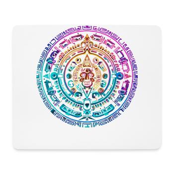 Mystique coloré Aztec Sun Calendar Design - Tapis de souris (format paysage) - blanc - Devant