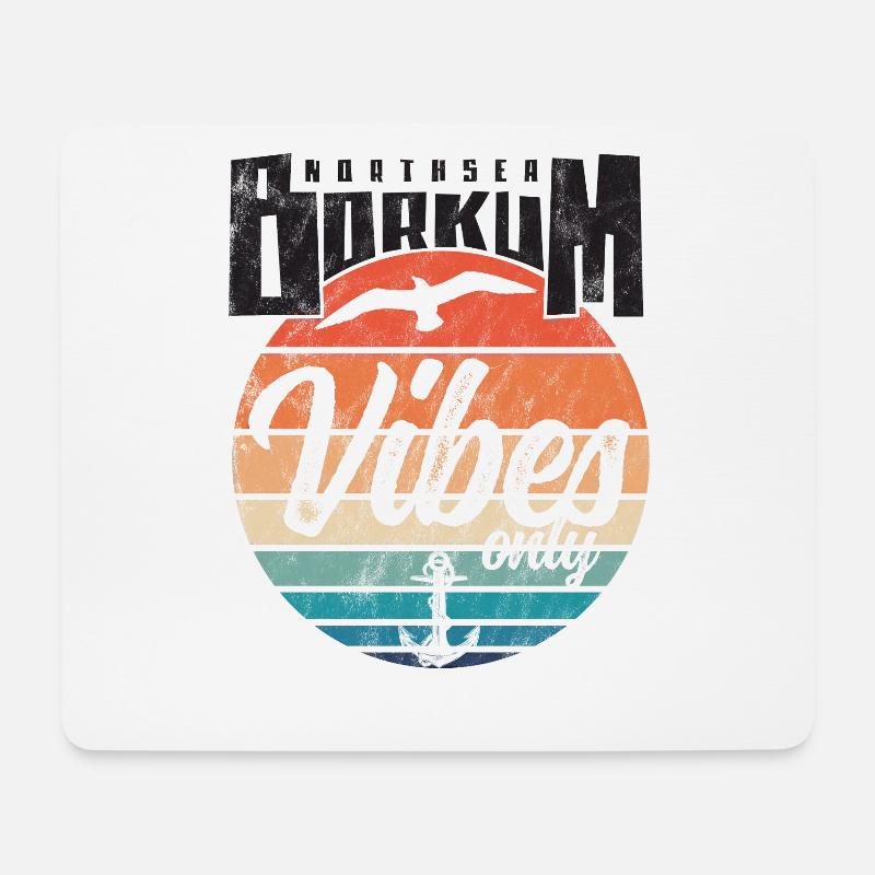 Borkum North Sea Vibes Only Vintage - Mousepad (Querformat) - Weiß