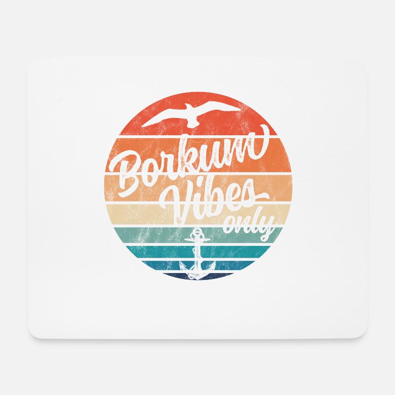 Borkum Vibes Only Vintage Look Möwe Anker Nordsee - Mousepad (Querformat) - Weiß